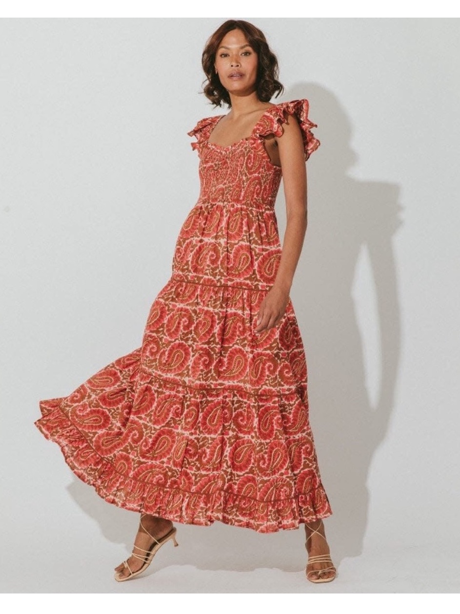 Cleobella Pink And Brown Paisley Sundress